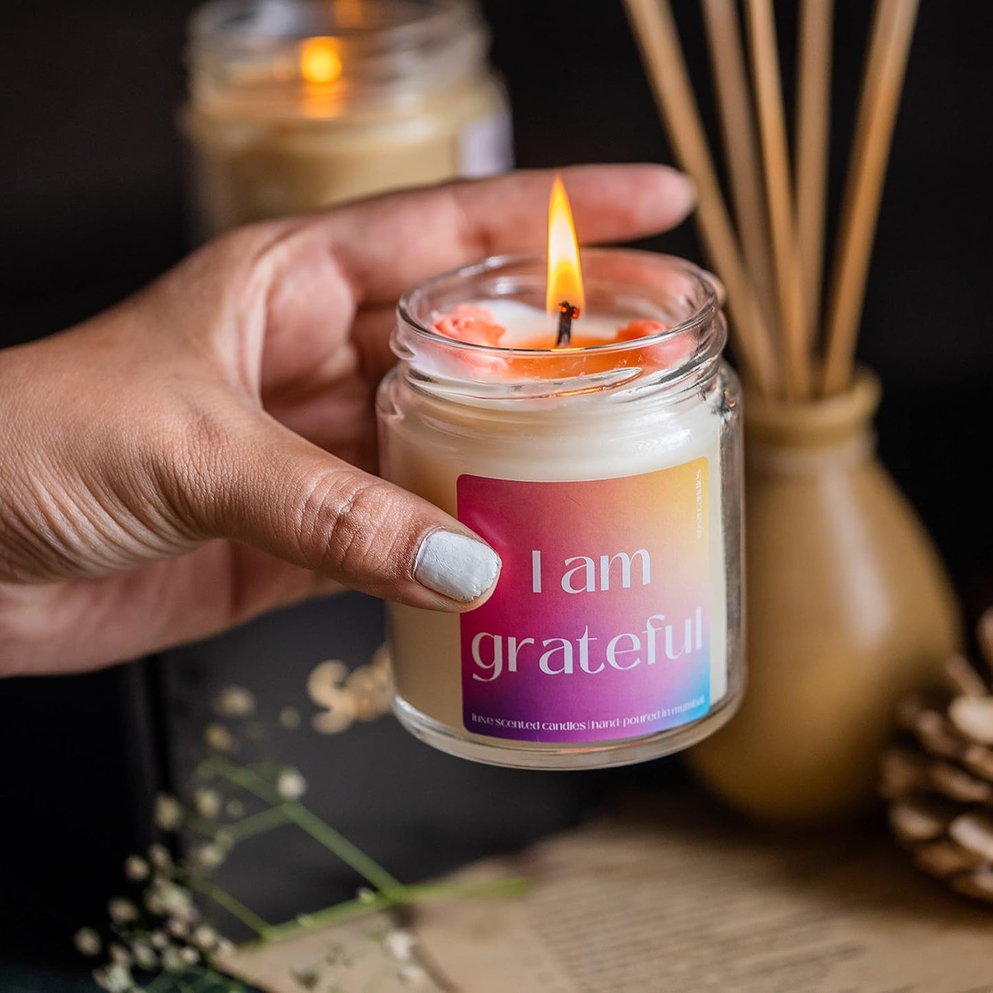 Positive Affirmation Scented Candle - I am Grateful