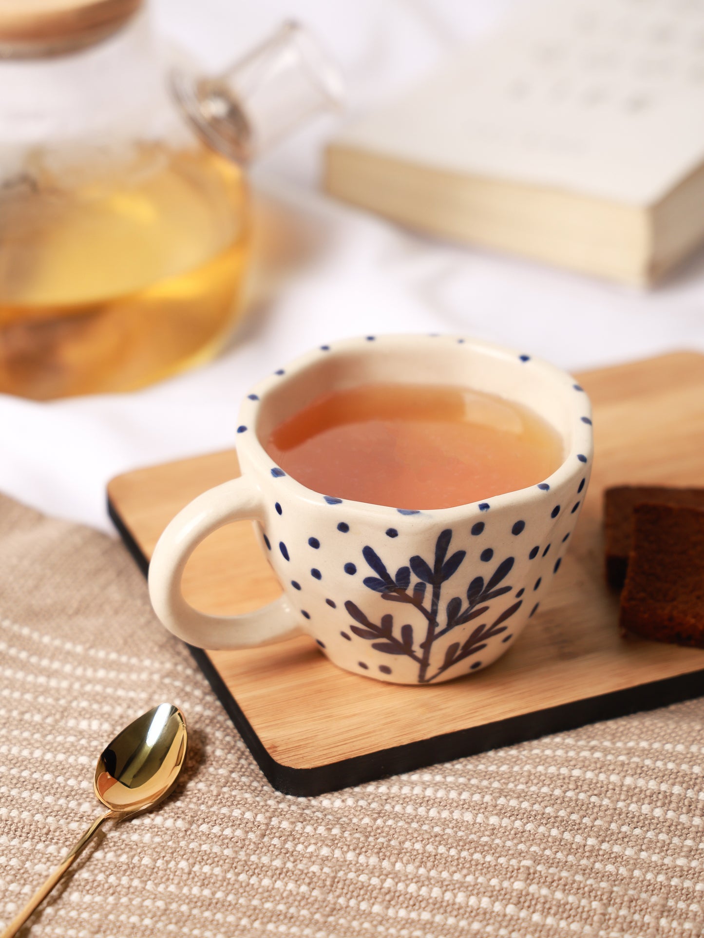 SOSA Indigo Leaf Mug – Hand-Painted Edition