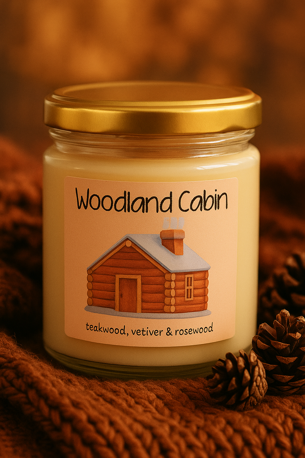 Woodland Cabin – Teakwood, Vetiver & Rosewood Scented Candle