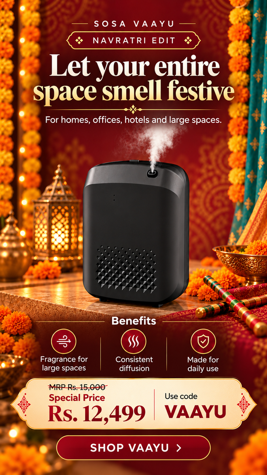 SOSA Vaayu - Home & Hotel Scent Diffuser | Waterless Cold-Air Machine | Perfect for Villas & Hotel Reception| Bluetooth App + Timer