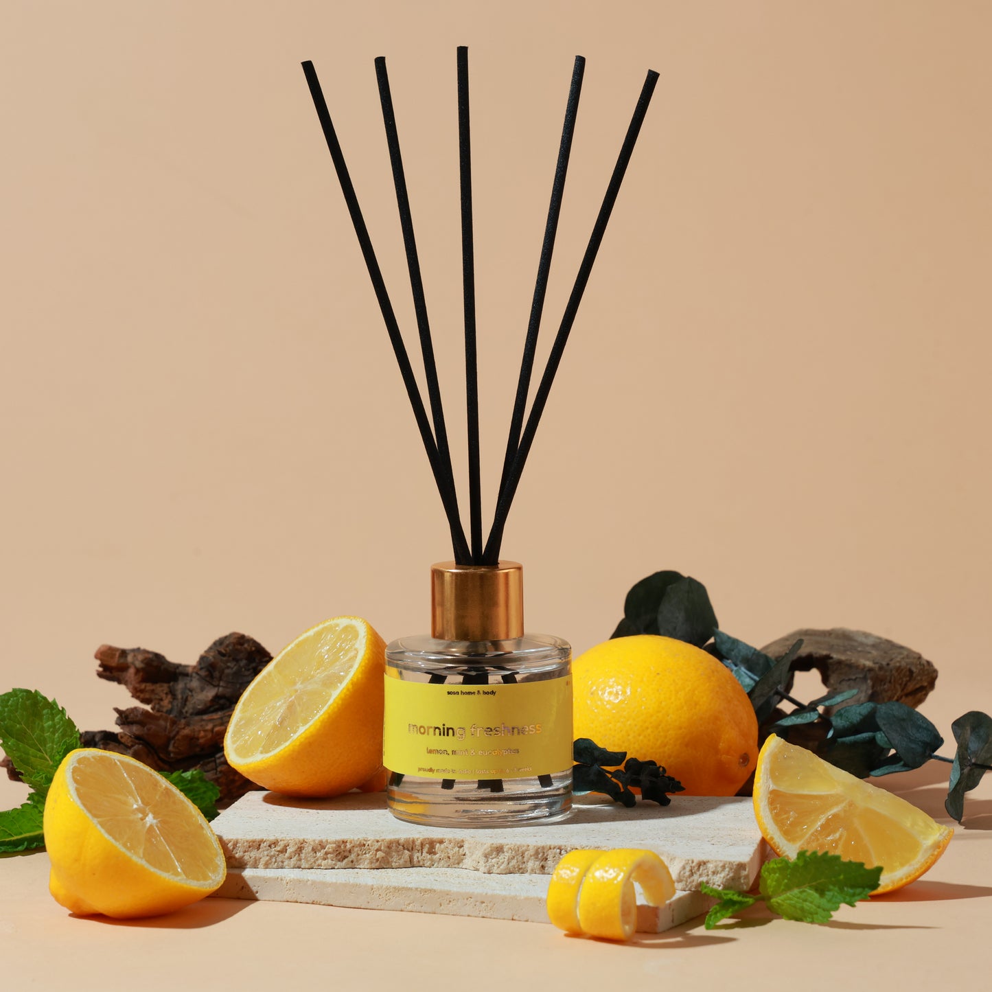 SOSA Reed Diffuser Combo Set | Morning Lemon-Mint + Evening Lavender-Chamomile | Day & Night Duo