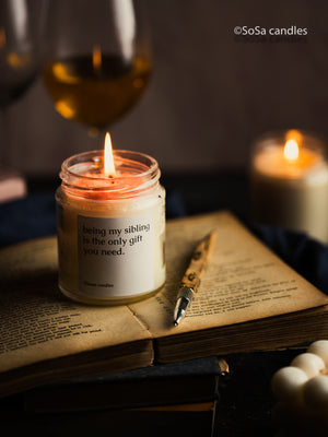 SOSA soy candle for siblings